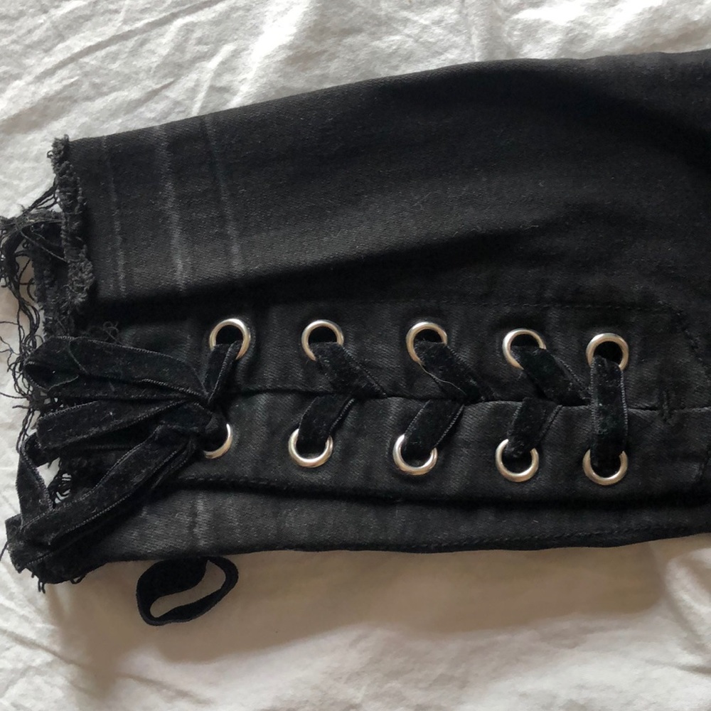 NWT PACSUN High Rise Ankle Lace Up Jeans - Picture 5 of 8